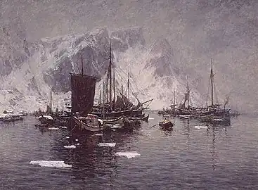 Fiskebåter ved Reine von Gunnar Berg (ohne Jahr)