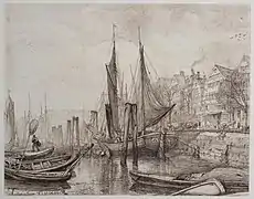 Kajen am Binnenhafen, Zeichnung von 1885