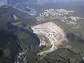 Blick von Derschlag über Hackenberg, Leinbach und Hunschlade/Quellenweg mit Steinbruch Clemens im Vordergrund