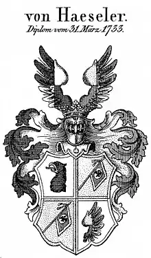 Wappen derer von Haeseler (1733)