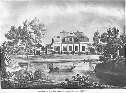 Das neue Landhaus auf dem Fahrenkamp um 1820