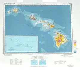 Topographische Karte der acht größten Inseln