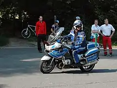 Ein Polizeimotorrad der Polizei Baden-Württemberg