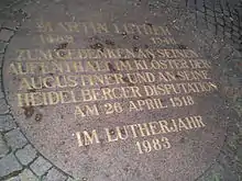 Gedenkplatte für Luther