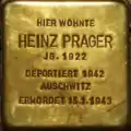 Stolperstein für Heinz Prager, verlegt im Mai 2008