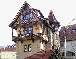 Nordwestecke mit Balustrade und Malereien