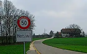 Das Heinrichswiler Ortsschild