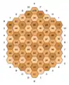 Notationsschema für das Hexagonalschach nach Schafran