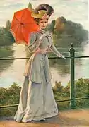 Dame mit orangem Sonnenschirm, Paris 1905