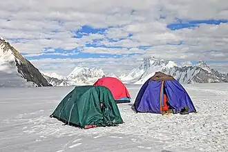 Auf dem Hispar La, Blick nach Osten zur Latok-Gruppe mit dem Ogre