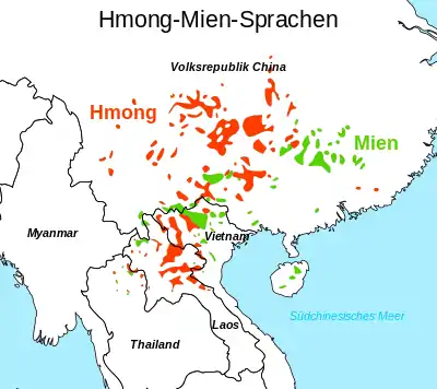 Verbreitung der Hmong-Mien-Sprachen