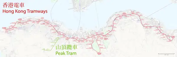 Streckennetz der Hong Kong Tramway