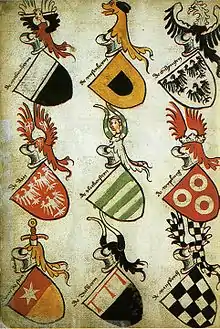 Neipperg-Wappen auf der Hyghalmen-Rolle aus dem 15. Jahrhundert