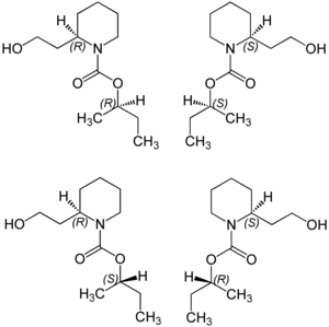 Strukturformeln der vier Stereoisomeren von Icaridin