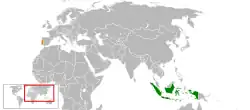 Lage von Portugal und Indonesien