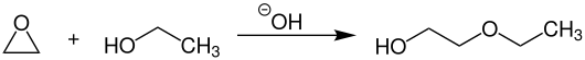 Reaktion von Ethylenoxid mit Ethanol zu 2-Ethoxyethanol in Gegenwart eines alkalischen Katalysators