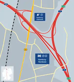 Übersichtskarte Autobahndreieck Hamburg-Nordwest