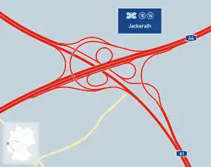 Übersichtskarte Autobahndreieck Jackerath