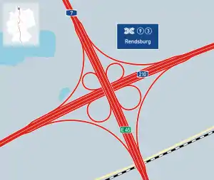 Übersichtskarte Autobahnkreuz Rendsburg