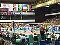 Der Innenraum während einer Partie der Volleyball-Weltliga 2008 zwischen Serbien und Brasilien