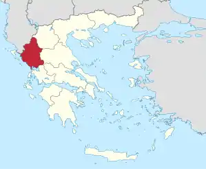 Lage der Region Epirus innerhalb Griechenlands