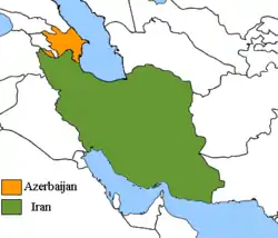 Lage von Iran und Aserbaidschan