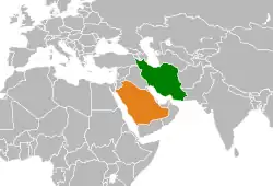 Lage von Saudi-Arabien und Iran