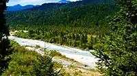 Wildflusslandschaft der Isar zwischen Wallgau und Vorderriß