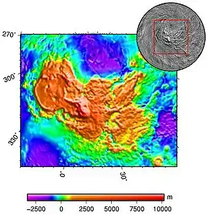 Lage und Topografie von Ishtar Terra