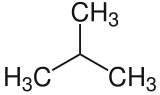 Skelettformel von Isobutan