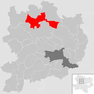 Lage der Gemeinde Jaidhof im Bezirk Krems-Land (anklickbare Karte)