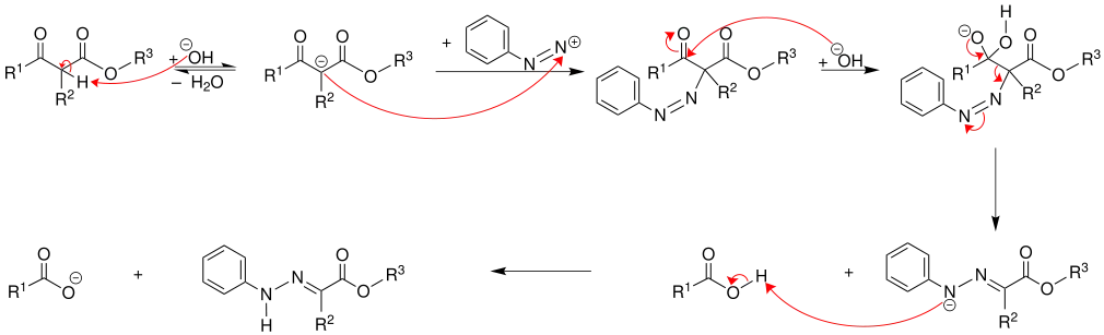 Mechanismus der Japp-Klingemann-Reaktion (Ester)