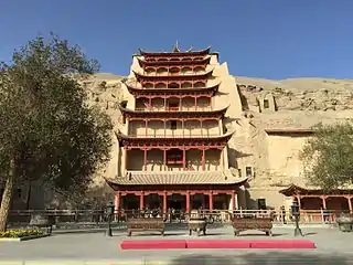 Außenansicht der Mogao-Grotten (2015)