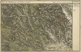 Das Gebiet von Frauental (rechts unten) in der Josephinischen Landesaufnahme, um 1780