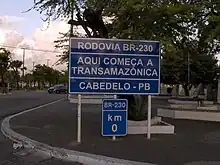 BR-230 – Beginn in  Cabedelo (Paraíba)