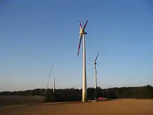 Im Bau befindlicher Windpark im Herbst 2007