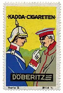 Reklamemarke für die Zigarettenmarke Kadda Döberitz, vor 1910