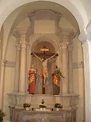 Hügel-Altar, 1738, mit Kreuzigungsgruppe des späten 19. Jh.