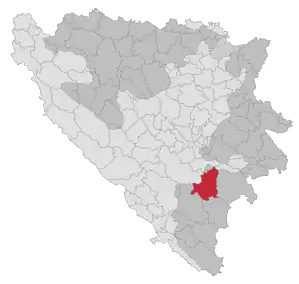 Lage der Gemeinde Kalinovik in Bosnien und Herzegowina (anklickbare Karte)