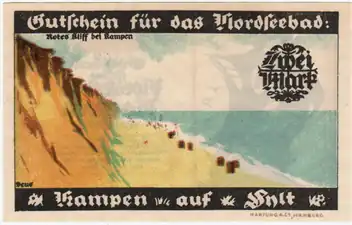 Das Rote Kliffauf einem Notgeldschein von 1921