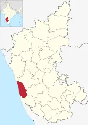 Positionskarte des Distrikts Udupi