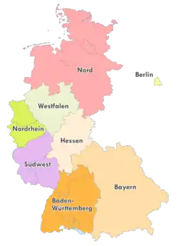 Geografische Einteilung der Oberligen zur Saison 1982/83