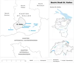 Karte von Bezirk Stadt St. Gallen