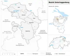 Karte von Bezirk Untertoggenburg