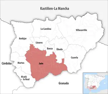 Die Lage des Gerichtsbezirk Jaén in der Provinz Jaén