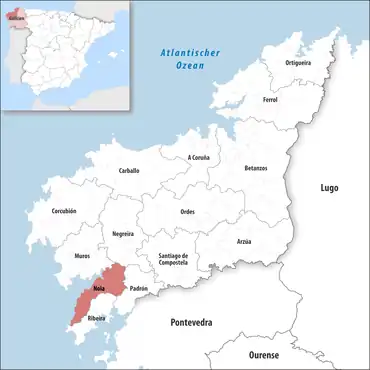 Die Lage des Gerichtsbezirk Noia in der Provinz A Coruña