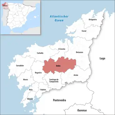 Die Lage des Gerichtsbezirk Ordes in der Provinz A Coruña