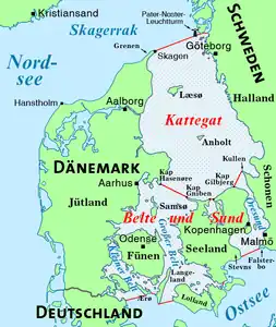 Karte der Seegebiete „Kattegat“ und „Belte und Sund“