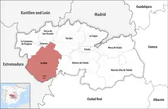 Die Lage der Comarca La Jara in der Provinz Ciudad Real