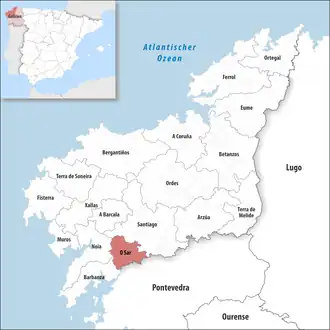 Die Lage der Comarca O Sar in der Provinz A Coruña